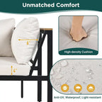 Ensemble de canapé d'extérieur 4 pièces avec coussins imperméables et conception durable en fer et bois