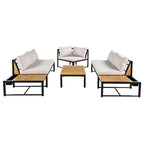 Ensemble de canapé d'extérieur 4 pièces avec coussins imperméables et conception durable en fer et bois