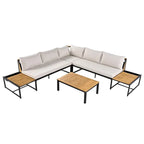 Ensemble de canapé d'extérieur 4 pièces avec coussins imperméables et conception durable en fer et bois