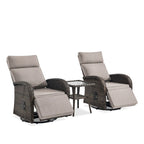 Pocassy Lot de 3 fauteuils inclinables polyvalents d'extérieur avec table d'appoint et coussin beige