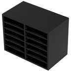 Organisateur de documents 12 compartiments en aggloméré gris/blanc/marron/noir avec étagères réglables