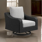 Fauteuil de jardin pivotant Tira 96,5 cm, rembourré, résine, noir, gris