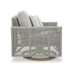 Fauteuil de jardin pivotant Yami de 36 pouces, 1 coussin décoratif, osier gris