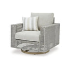 Fauteuil de jardin pivotant Yami de 36 pouces, 1 coussin décoratif, osier gris