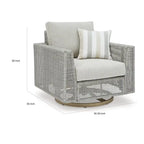 Fauteuil de jardin pivotant Yami de 36 pouces, 1 coussin décoratif, osier gris