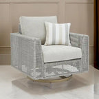 Fauteuil de jardin pivotant Yami de 36 pouces, 1 coussin décoratif, osier gris