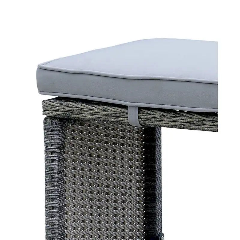 Tabouret de bar d'extérieur 6 pièces en aluminium, osier et assise en tissu rembourré, gris