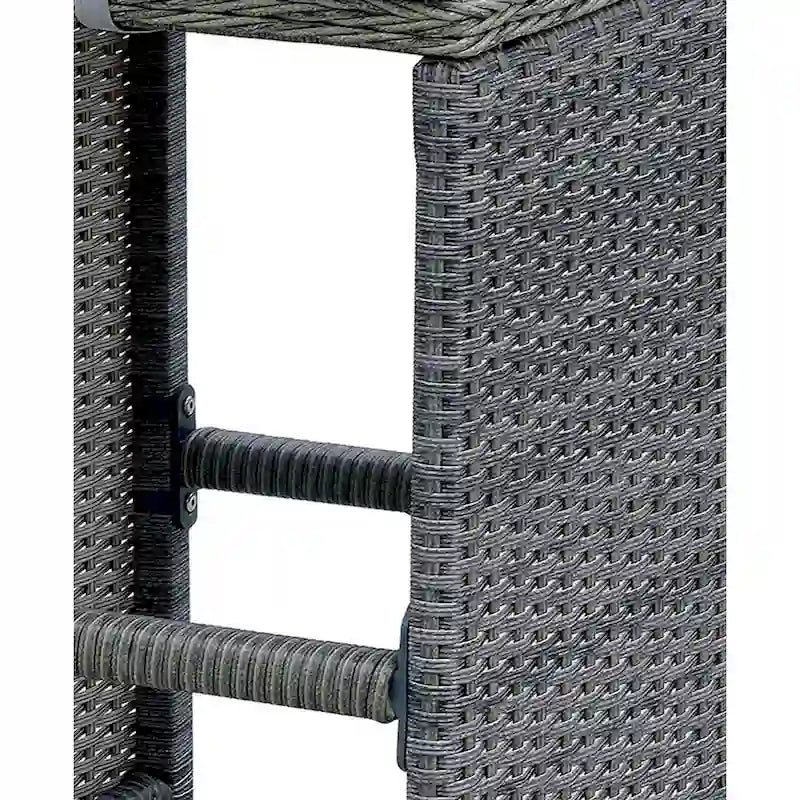 Tabouret de bar d'extérieur 6 pièces en aluminium, osier et assise en tissu rembourré, gris
