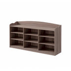Banc à chaussures taupe avec 9 compartiments ouverts, peut contenir jusqu'à 18 paires, 1 place assise