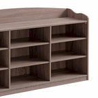 Banc à chaussures taupe avec 9 compartiments ouverts, peut contenir jusqu'à 18 paires, 1 place assise