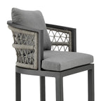 Chaise de comptoir d'extérieur Hosa de 66 cm, en aluminium gris, corde tressée