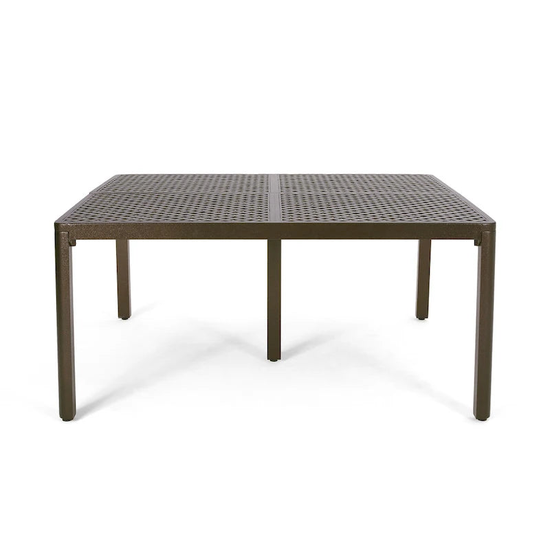 Table à manger d'extérieur Riley, treillis métallique noir brillant, carrée 155 cm