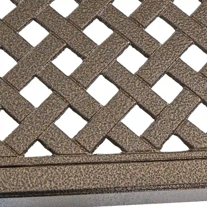 Table à manger d'extérieur Riley, treillis métallique noir brillant, carrée 155 cm
