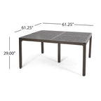 Table à manger d'extérieur Riley, treillis métallique noir brillant, carrée 155 cm