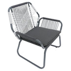 Ensemble d'extérieur 3 pièces Ciao, 2 chaises, 1 table, corde tressée grise et acier