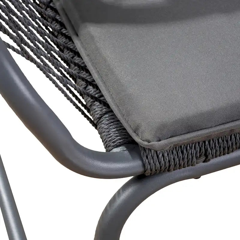 Ensemble d'extérieur 3 pièces Ciao, 2 chaises, 1 table, corde tressée grise et acier