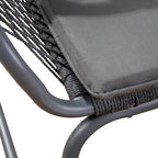 Ensemble d'extérieur 3 pièces Ciao, 2 chaises, 1 table, corde tressée grise et acier
