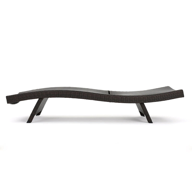 Chaise longue Mach, cadre en osier de rotin marron foncé, extérieur, 200 cm