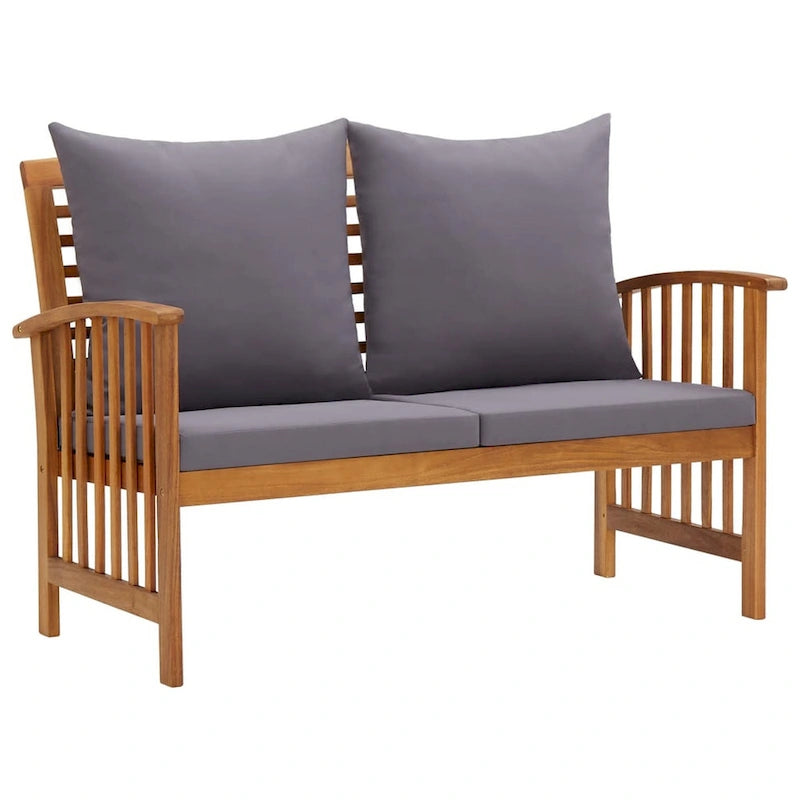 Ensemble 3 pièces de causeuse et table basse d'extérieur Mia, gris, bois d'acacia