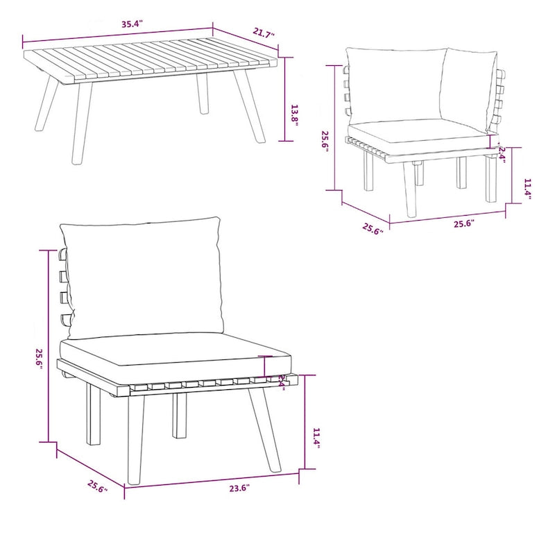 Ensemble de canapé et table modulaires d'extérieur Roma 8 pièces, bois d'acacia massif, gris