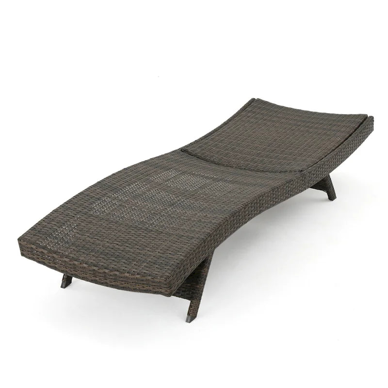 Chaise longue Mach, en rotin tressé de couleur moka pour l'extérieur, courbée, 200 cm
