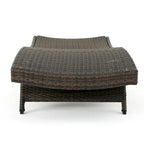 Chaise longue Mach, en rotin tressé de couleur moka pour l'extérieur, courbée, 200 cm