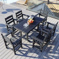 Ensemble de salle à manger d'extérieur 7 pièces, mobilier de jardin pour terrasse résistant aux intempéries avec 6 chaises, ensemble table et chaises de jardin d'extérieur