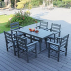 Ensemble de salle à manger d'extérieur 7 pièces, mobilier de jardin pour terrasse résistant aux intempéries avec 6 chaises, ensemble table et chaises de jardin d'extérieur