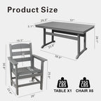 Ensemble de salle à manger d'extérieur 7 pièces, mobilier de jardin pour terrasse résistant aux intempéries avec 6 chaises, ensemble table et chaises de jardin d'extérieur