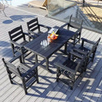 Ensemble de salle à manger d'extérieur 7 pièces, mobilier de jardin pour terrasse résistant aux intempéries avec 6 chaises, ensemble table et chaises de jardin d'extérieur