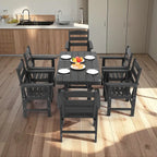 Ensemble de salle à manger d'extérieur 7 pièces, mobilier de jardin pour terrasse résistant aux intempéries avec 6 chaises, ensemble table et chaises de jardin d'extérieur