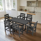 Ensemble de salle à manger d'extérieur 7 pièces, mobilier de jardin pour terrasse résistant aux intempéries avec 6 chaises, ensemble table et chaises de jardin d'extérieur