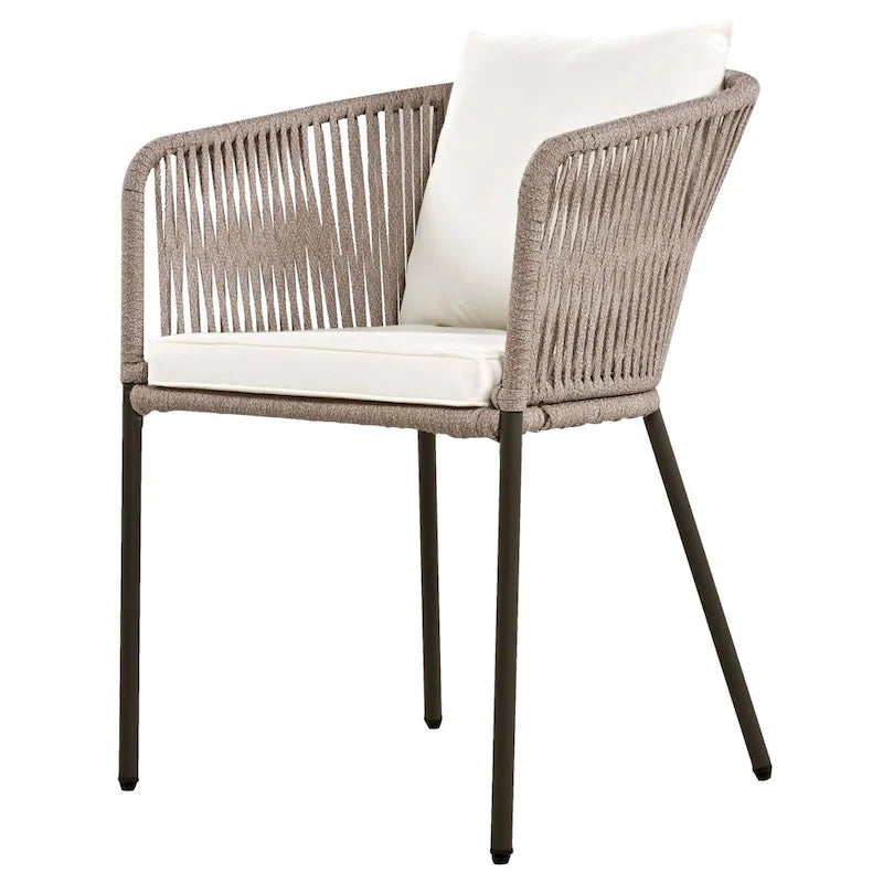 Ensemble de salle à manger de patio 7 pièces, mobilier d'extérieur avec table à manger et 6 chaises, plateau de table en bois d'acacia, cadre en métal beige