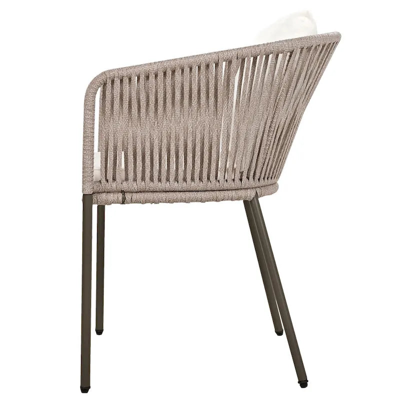 Ensemble de salle à manger de patio 7 pièces, mobilier d'extérieur avec table à manger et 6 chaises, plateau de table en bois d'acacia, cadre en métal beige