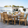 WINSOON Ensemble de salle à manger d'extérieur 7 pièces en HIPS toutes saisons avec trou pour parasol et cadre en aluminium, 1 table et 6 chaises