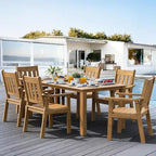 WINSOON Ensemble de salle à manger d'extérieur 7 pièces en HIPS toutes saisons avec trou pour parasol et cadre en aluminium, 1 table et 6 chaises