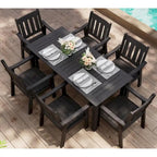 WINSOON Ensemble de salle à manger d'extérieur 7 pièces en HIPS toutes saisons avec trou pour parasol et cadre en aluminium, 1 table et 6 chaises