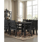 WINSOON Ensemble de salle à manger d'extérieur 7 pièces en HIPS toutes saisons avec trou pour parasol et cadre en aluminium, 1 table et 6 chaises