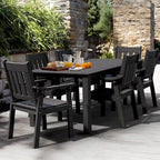 WINSOON Ensemble de salle à manger d'extérieur 7 pièces en HIPS toutes saisons avec trou pour parasol et cadre en aluminium, 1 table et 6 chaises