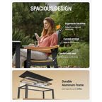 WINSOON Ensemble de salle à manger d'extérieur 7 pièces en HIPS toutes saisons avec trou pour parasol et cadre en aluminium, 1 table et 6 chaises