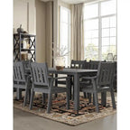 WINSOON Ensemble de salle à manger d'extérieur 7 pièces en HIPS toutes saisons avec trou pour parasol et cadre en aluminium, 1 table et 6 chaises