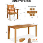 WINSOON Ensemble de salle à manger d'extérieur 7 pièces en HIPS toutes saisons avec trou pour parasol et cadre en aluminium, 1 table et 6 chaises