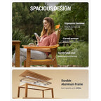 WINSOON Ensemble de salle à manger d'extérieur 7 pièces en HIPS toutes saisons avec trou pour parasol et cadre en aluminium, 1 table et 6 chaises