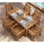 WINSOON Ensemble de salle à manger d'extérieur 7 pièces en HIPS toutes saisons avec trou pour parasol et cadre en aluminium, 1 table et 6 chaises