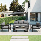 Salon de jardin extérieur en acier multiplace