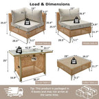 Ensemble de conversation de patio avec foyer-table au propane de 60 000 BTU, table d'appoint