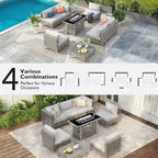 Ensemble de conversation de patio avec foyer-table au propane de 60 000 BTU, table d'appoint