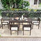 Ensemble de 7 tables et chaises d'extérieur en bois d'acacia pour patio