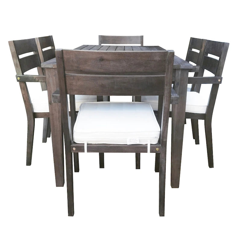 Ensemble de 7 tables et chaises d'extérieur en bois d'acacia pour patio