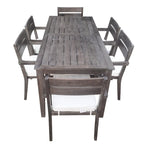 Ensemble de 7 tables et chaises d'extérieur en bois d'acacia pour patio